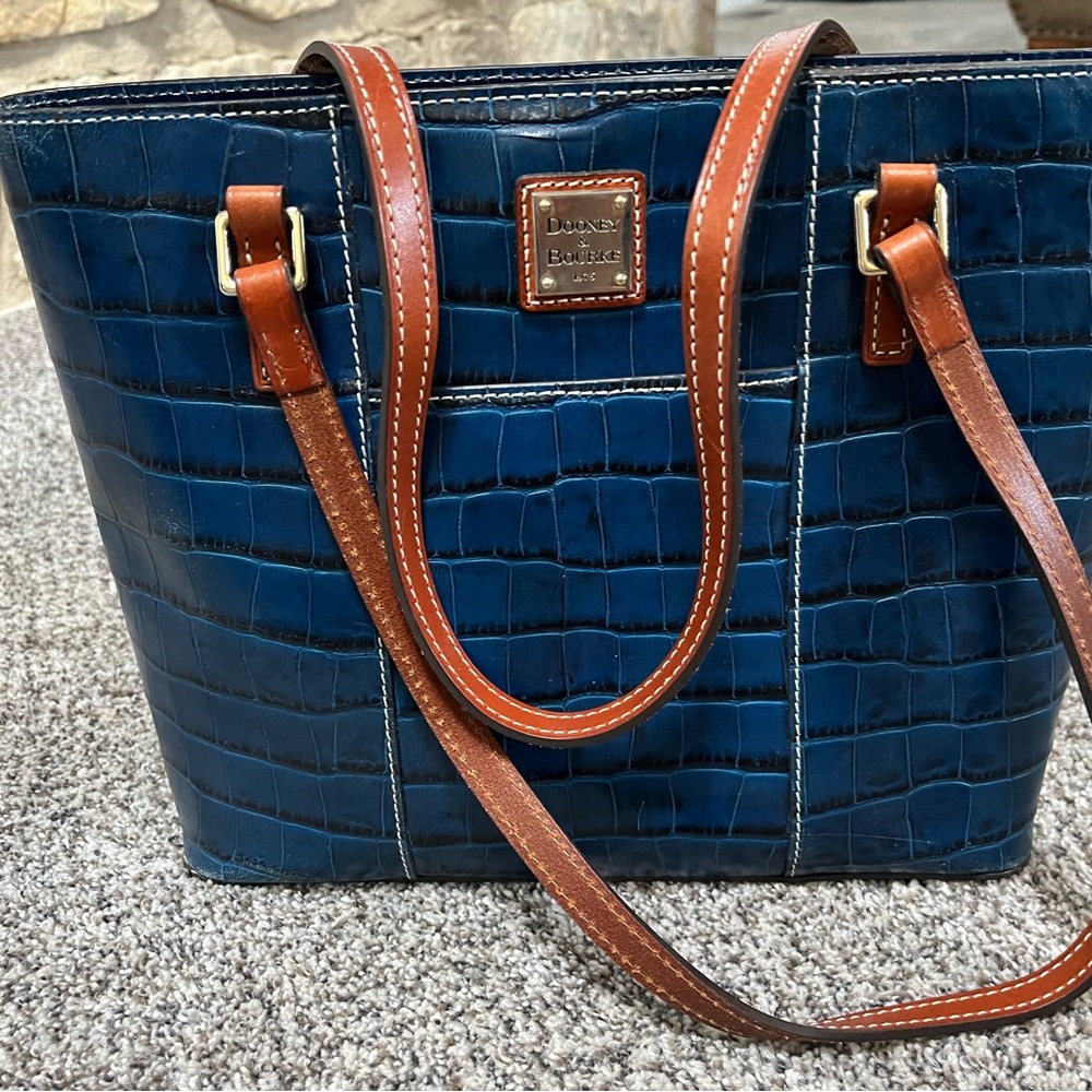 Dooney & Bourke Blue Croc-Embossed Tote